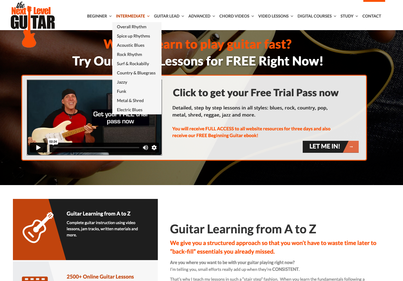 1-Month Next Level Guitar Website Membership